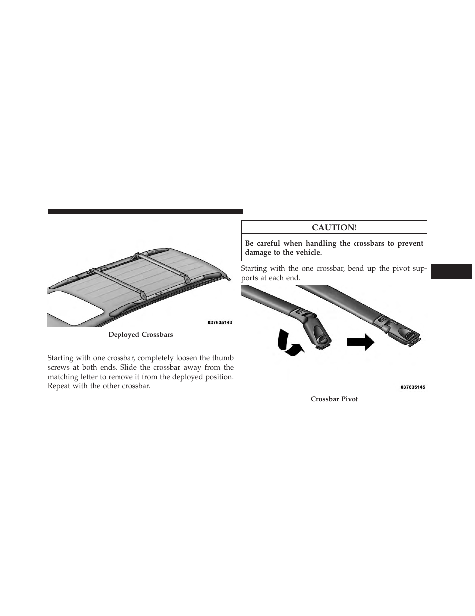 Stowing the crossbars | Dodge 2013 Durango User Manual | Page 303 / 697