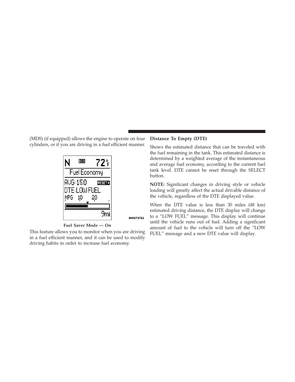 Distance to empty (dte) | Dodge 2013 Durango User Manual | Page 340 / 697