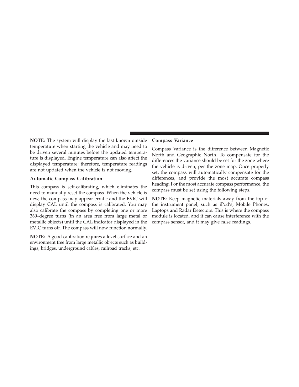 Automatic compass calibration, Compass variance | Dodge 2013 Durango User Manual | Page 344 / 697