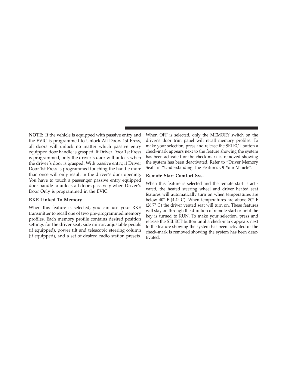 Rke linked to memory, Remote start comfort sys | Dodge 2013 Durango User Manual | Page 348 / 697