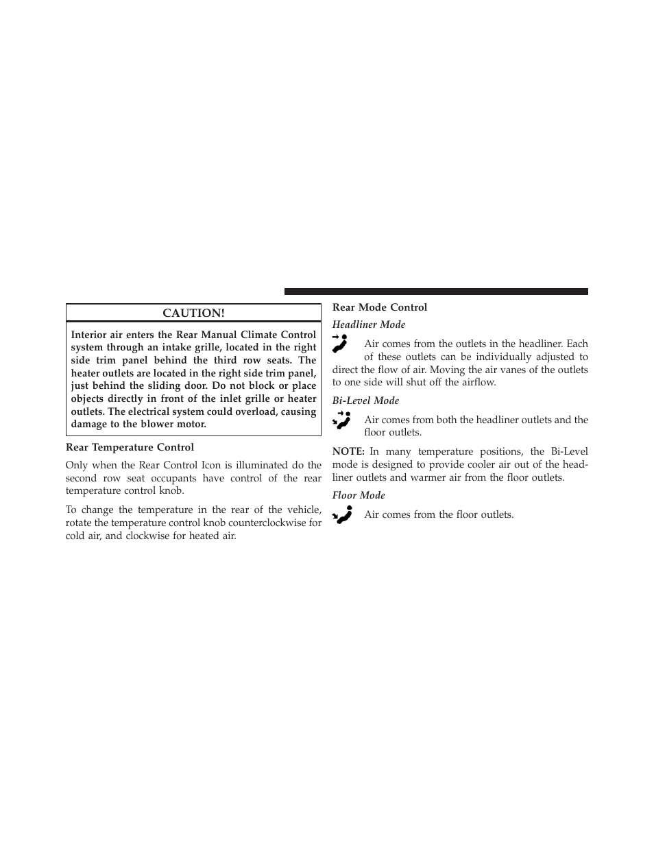 Rear temperature control, Rear mode control | Dodge 2013 Durango User Manual | Page 436 / 697