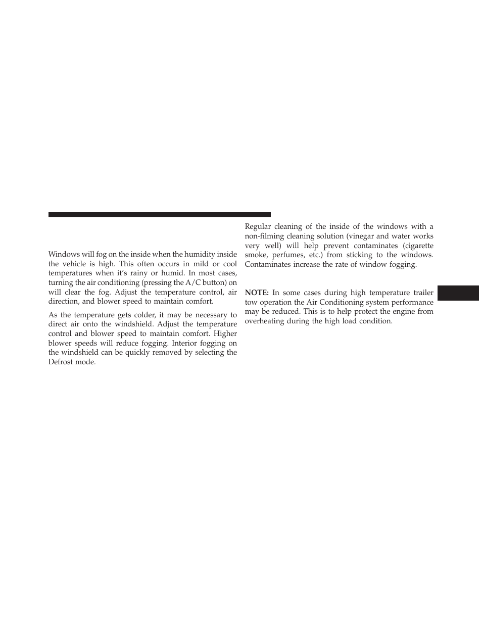Operating tips, Window fogging, Summer operation | Dodge 2013 Durango User Manual | Page 437 / 697