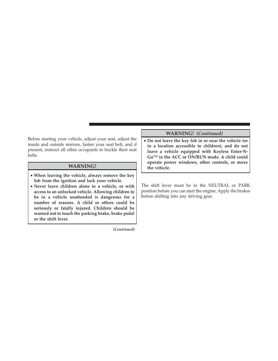 Starting procedures, Automatic transmission | Dodge 2013 Durango User Manual | Page 446 / 697