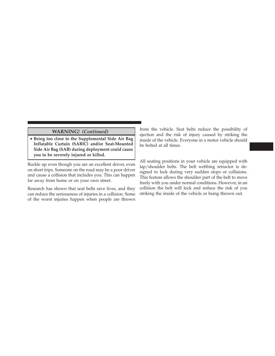 Lap/shoulder belts | Dodge 2013 Durango User Manual | Page 57 / 697