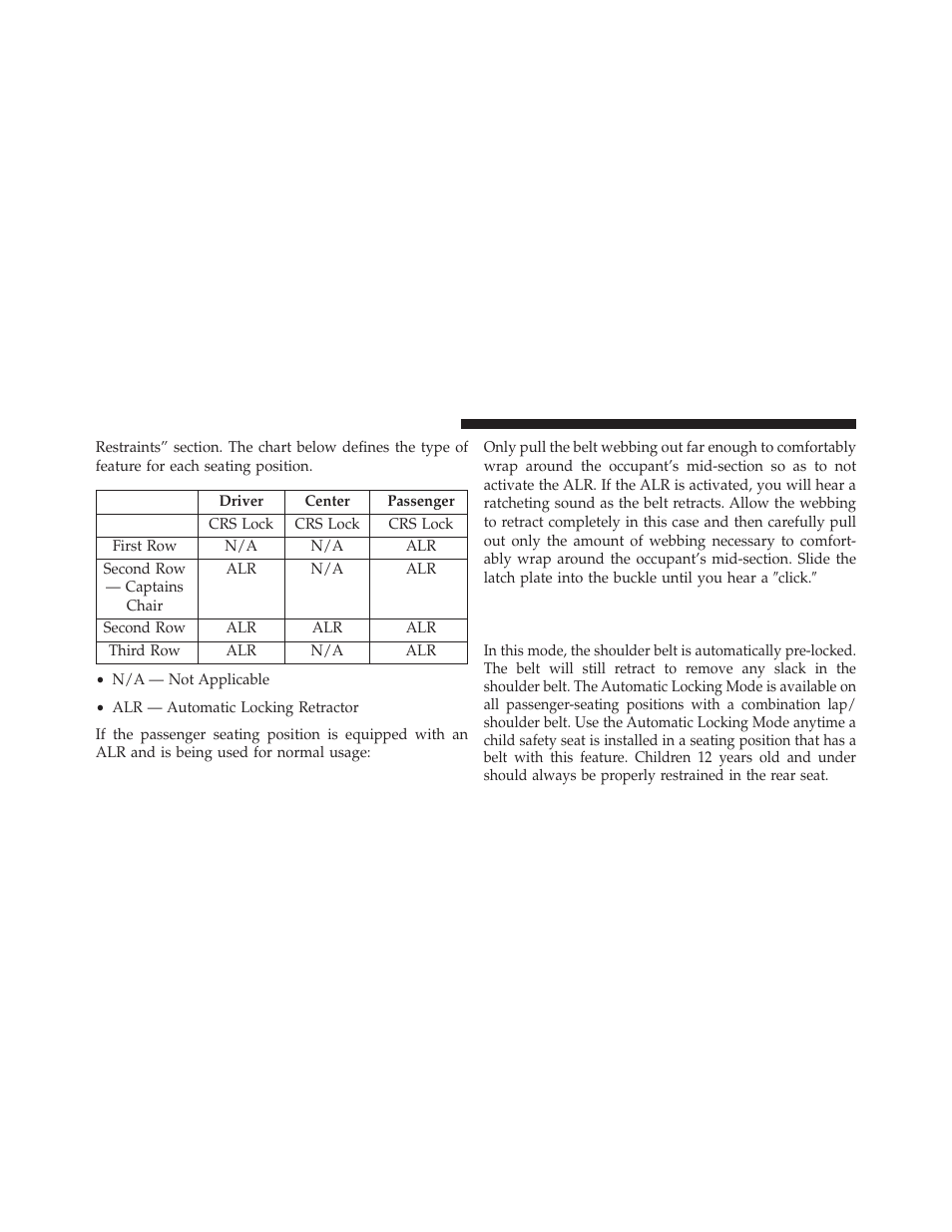 Automatic locking retractor mode (alr) — if, Equipped | Dodge 2013 Durango User Manual | Page 64 / 697