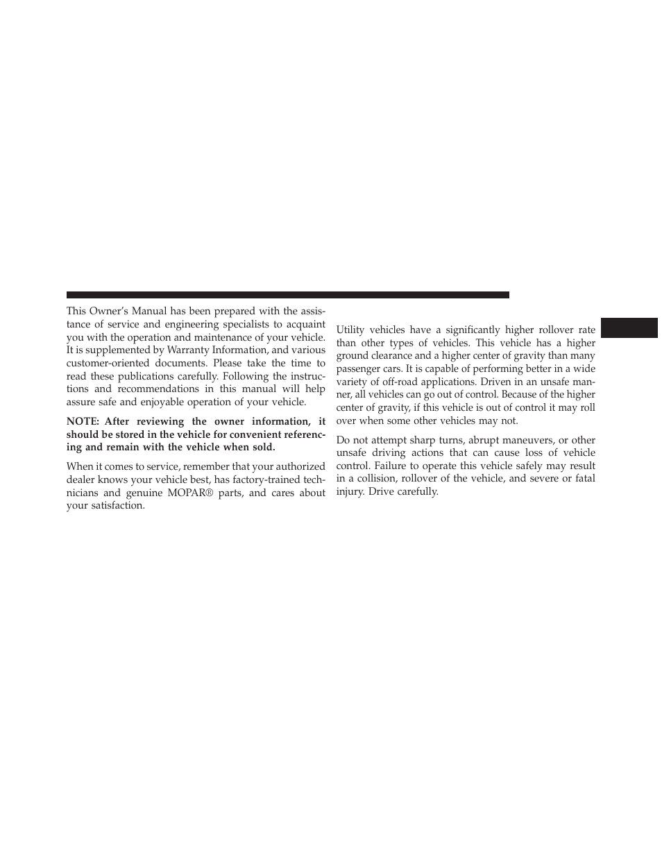 Rollover warning | Dodge 2013 Durango User Manual | Page 7 / 697