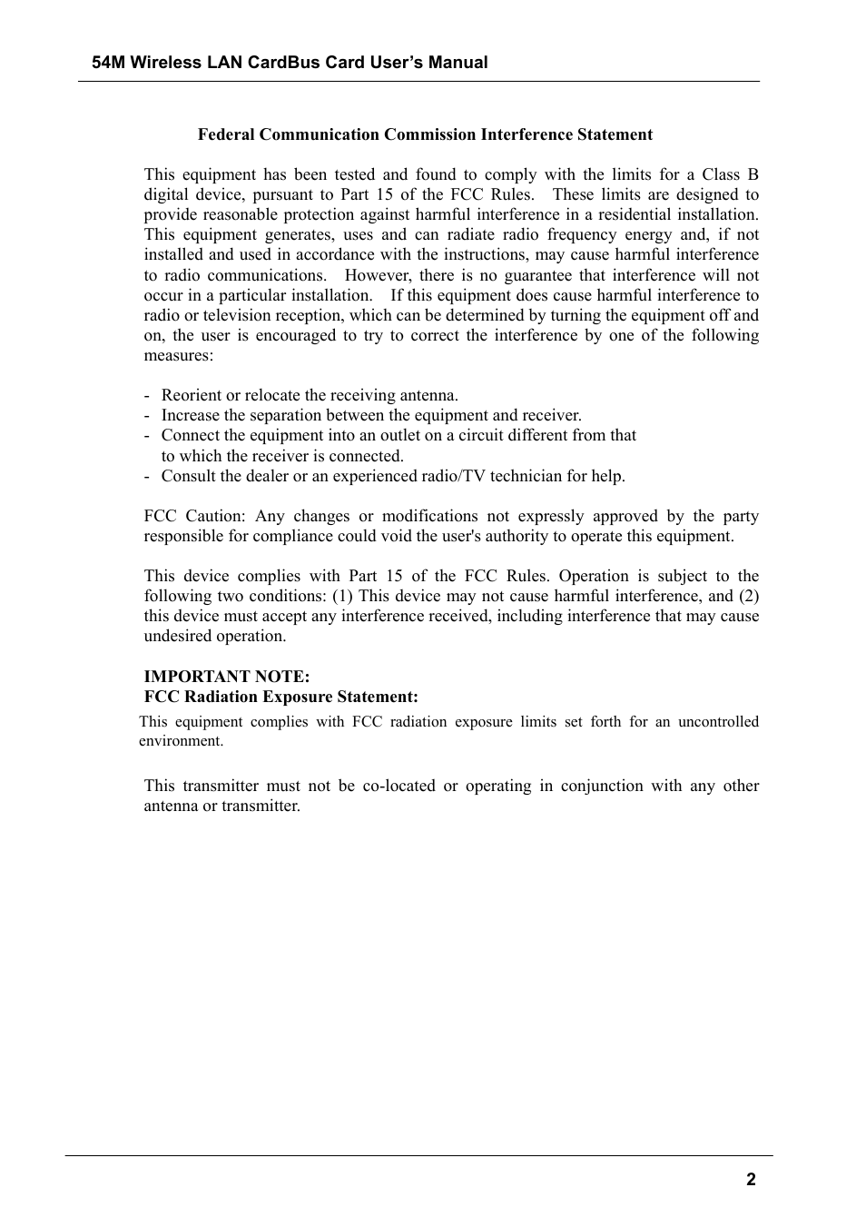 Boca Research Wireless LAN CardBus Card 54M User Manual | Page 2 / 40