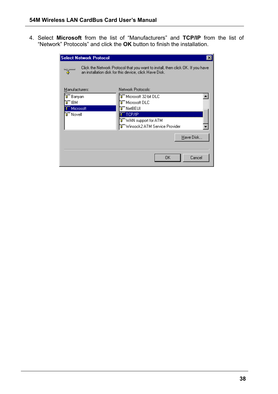 Boca Research Wireless LAN CardBus Card 54M User Manual | Page 38 / 40