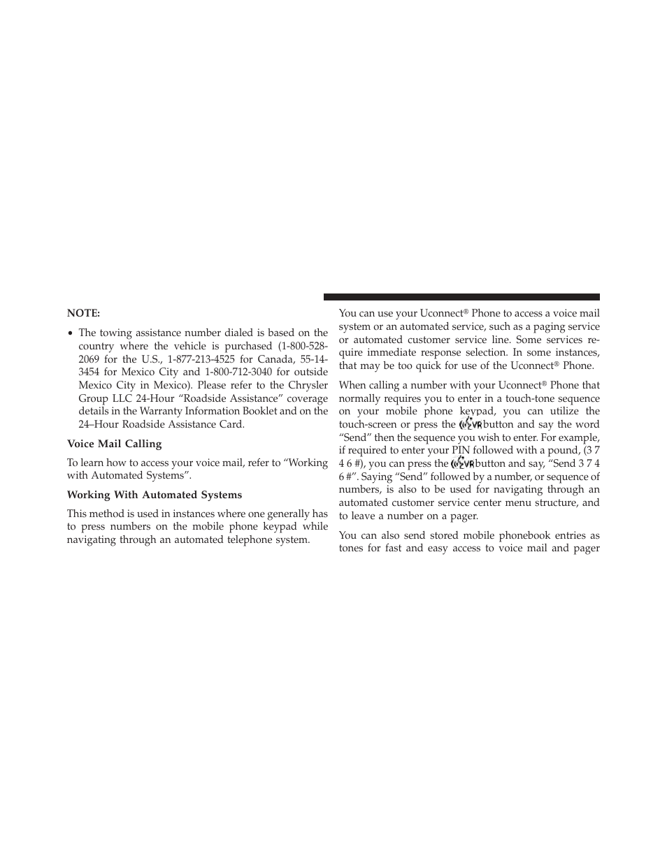 Voice mail calling, Working with automated systems | Dodge 2013 Charger SRT8 User Manual | Page 142 / 587