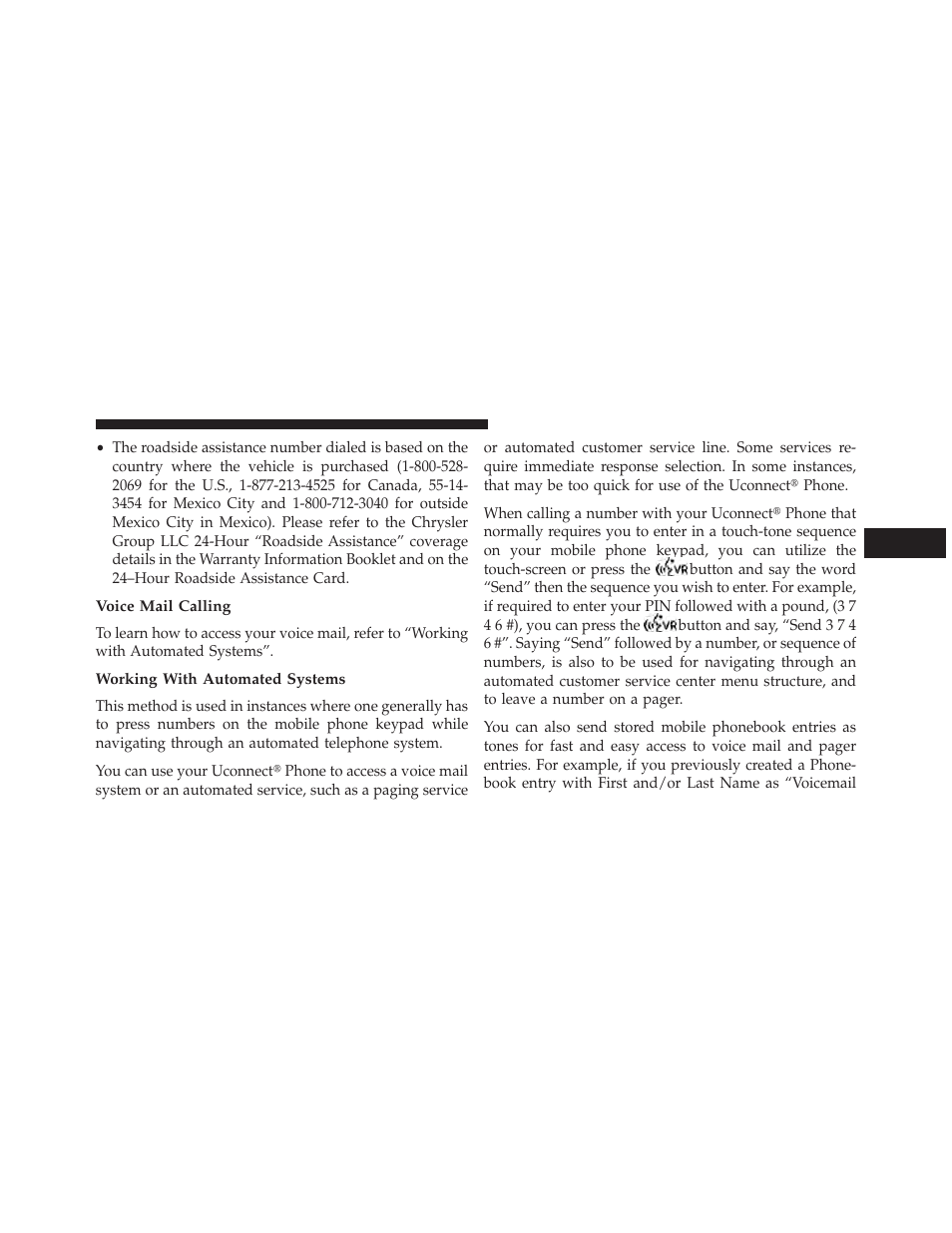 Voice mail calling, Working with automated systems | Dodge 2013 Charger SRT8 User Manual | Page 171 / 587