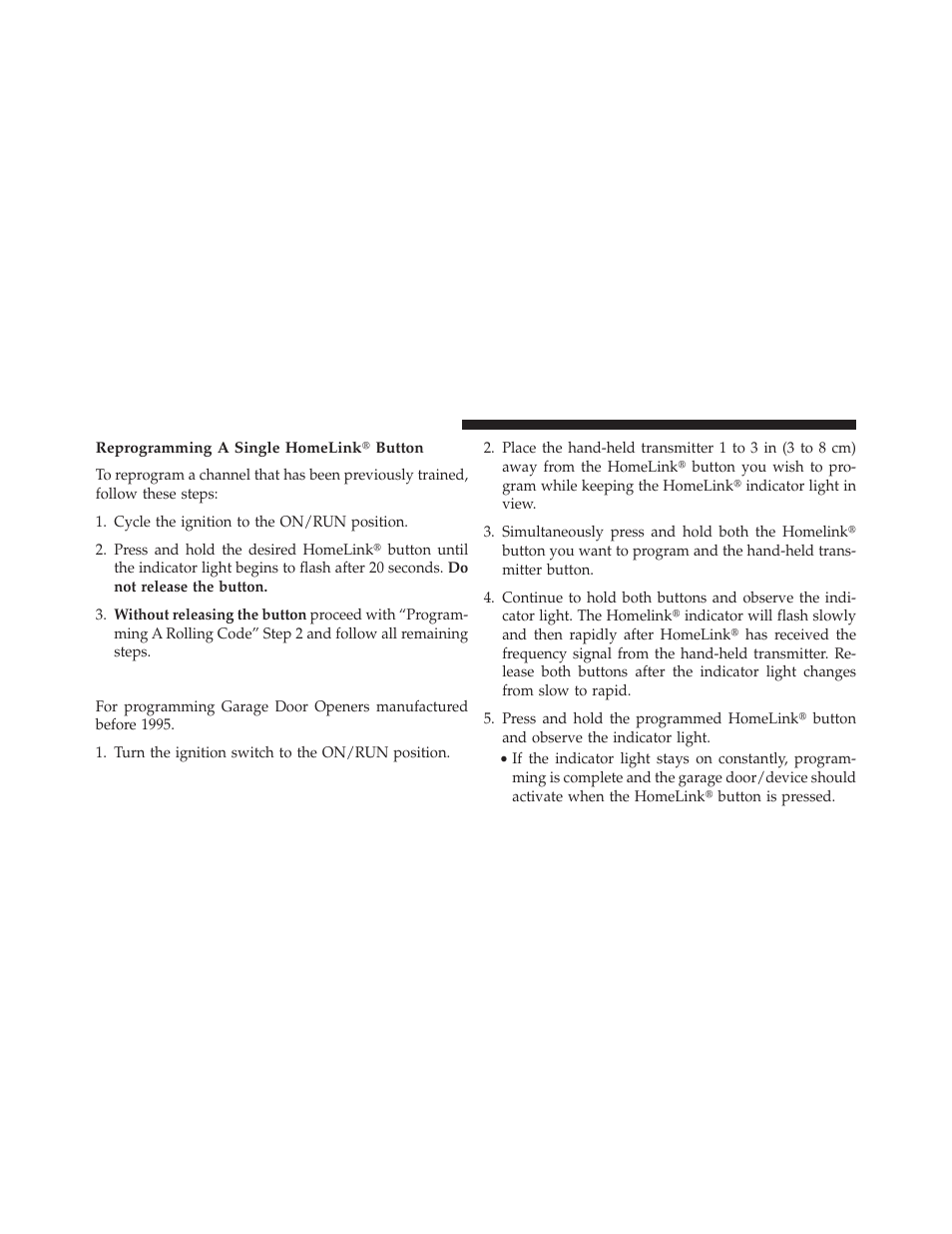 Reprogramming a single homelink button, Programming a non-rolling code | Dodge 2013 Charger SRT8 User Manual | Page 286 / 587