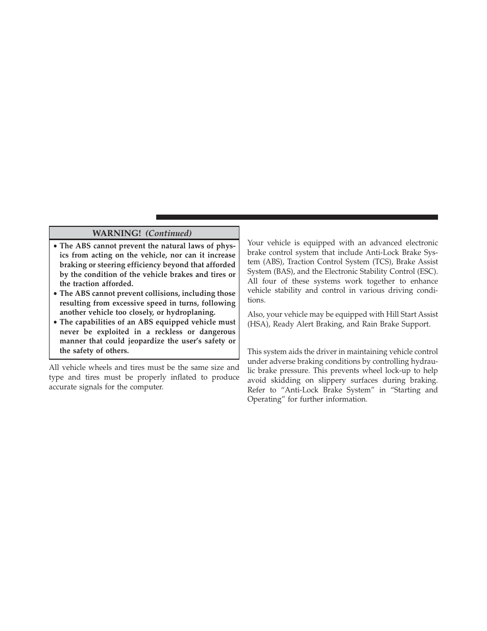 Electronic brake control system, Anti-lock brake system (abs) | Dodge 2013 Charger SRT8 User Manual | Page 414 / 587