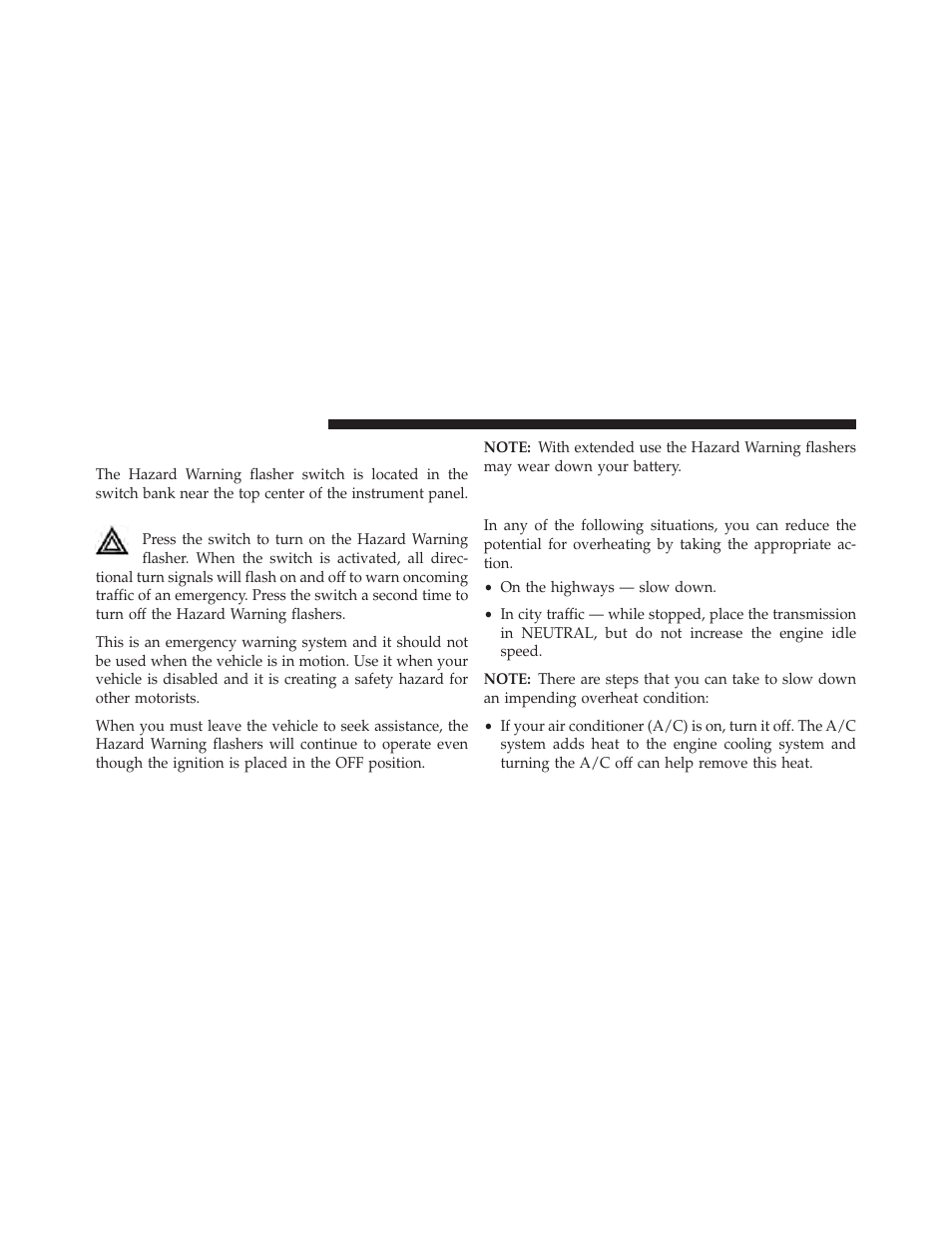 Hazard warning flashers, If your engine overheats | Dodge 2013 Charger SRT8 User Manual | Page 466 / 587