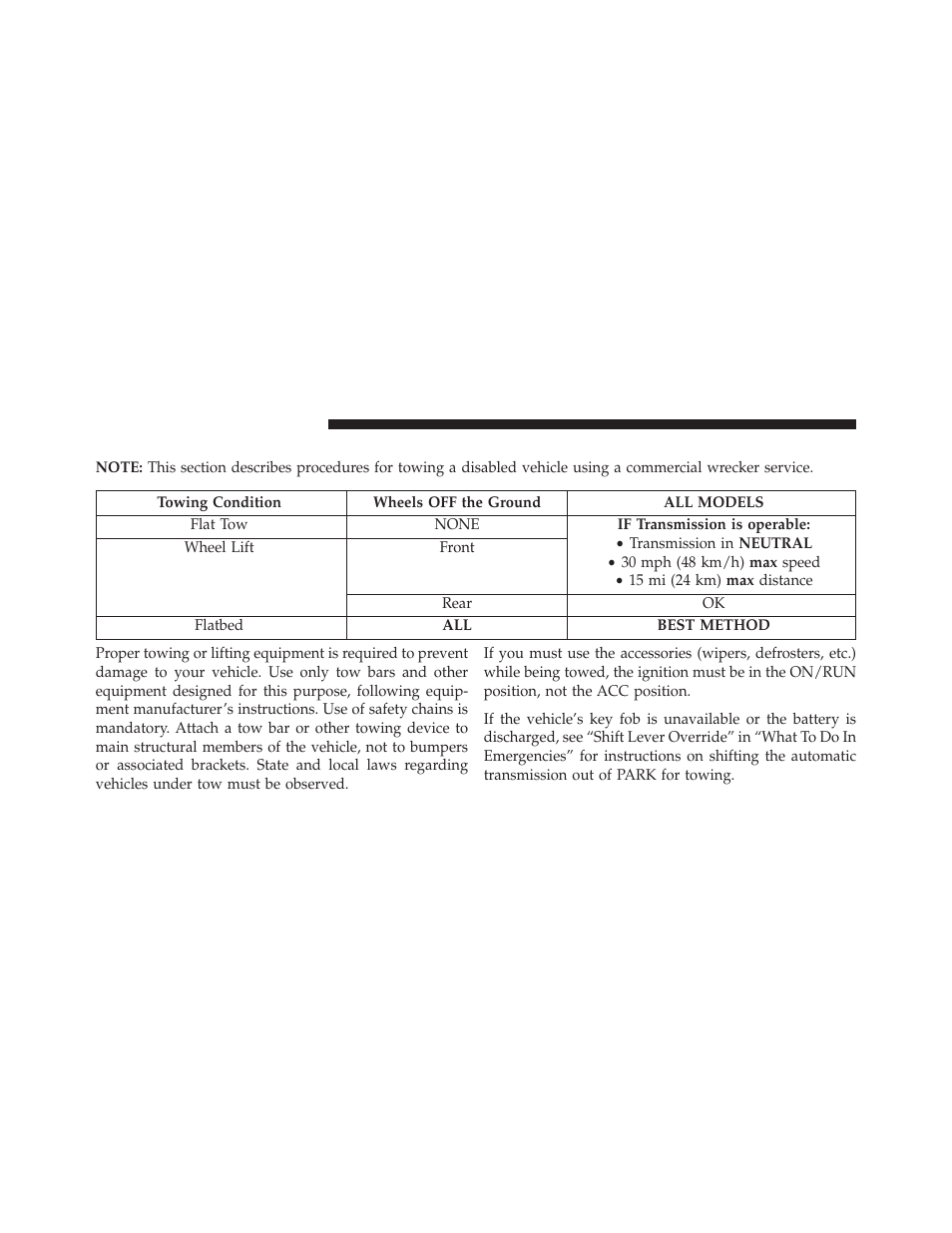 Towing a disabled vehicle | Dodge 2013 Charger SRT8 User Manual | Page 484 / 587