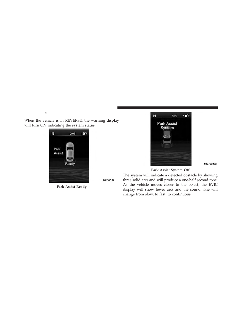 Parksense display, Parksense௡ display | Dodge 2013 Charger User Manual | Page 272 / 622