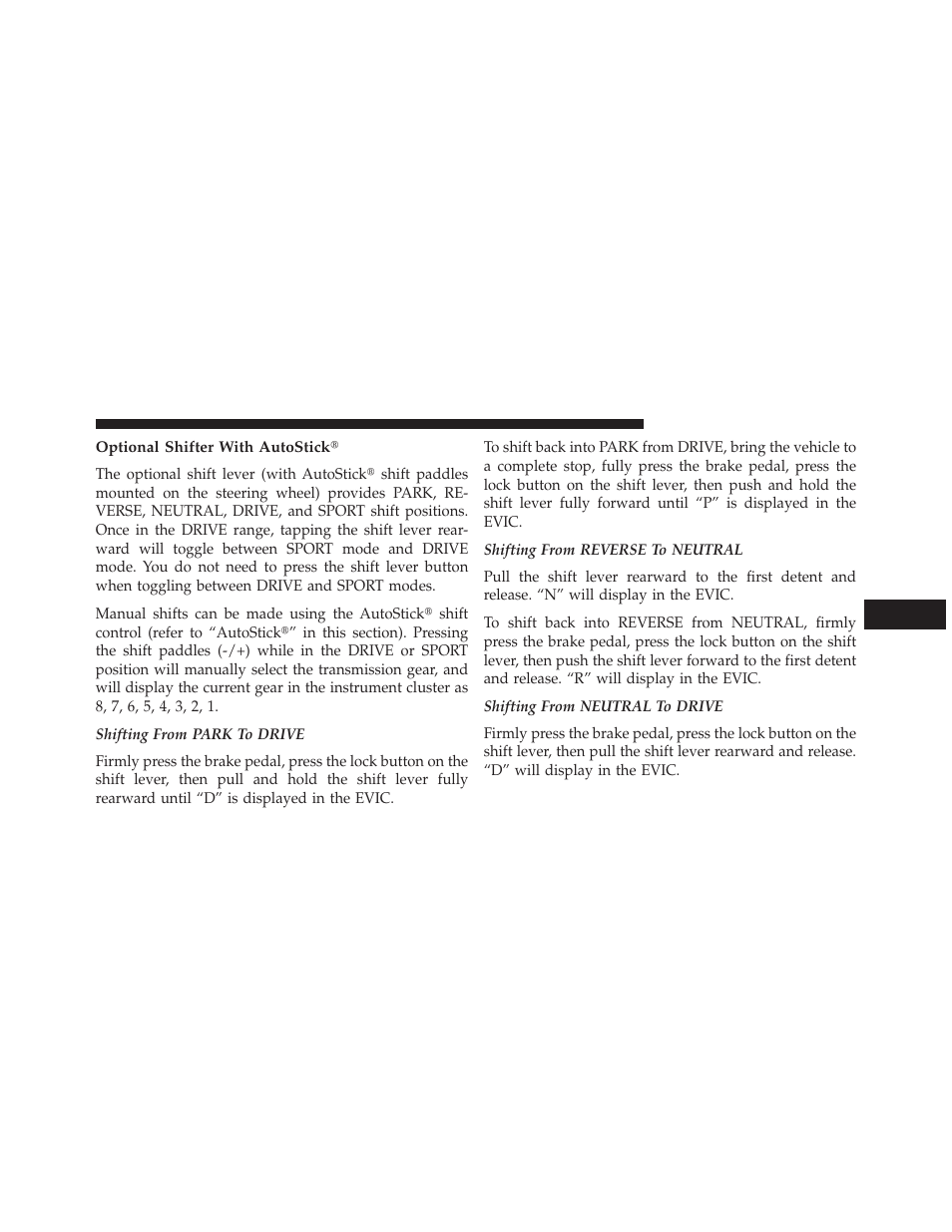 Optional shifter with autostick | Dodge 2013 Charger User Manual | Page 401 / 622