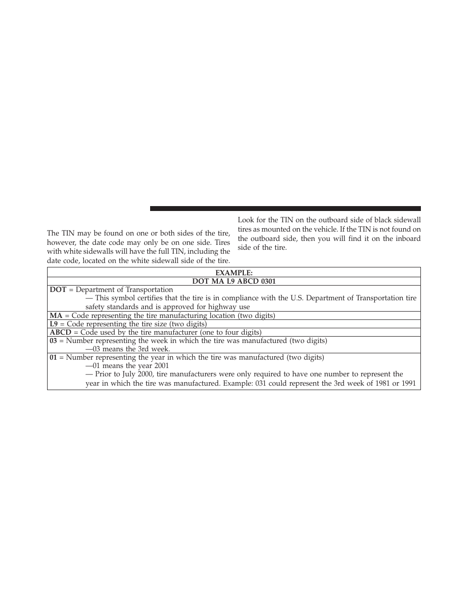 Tire identification number (tin) | Dodge 2013 Charger User Manual | Page 442 / 622