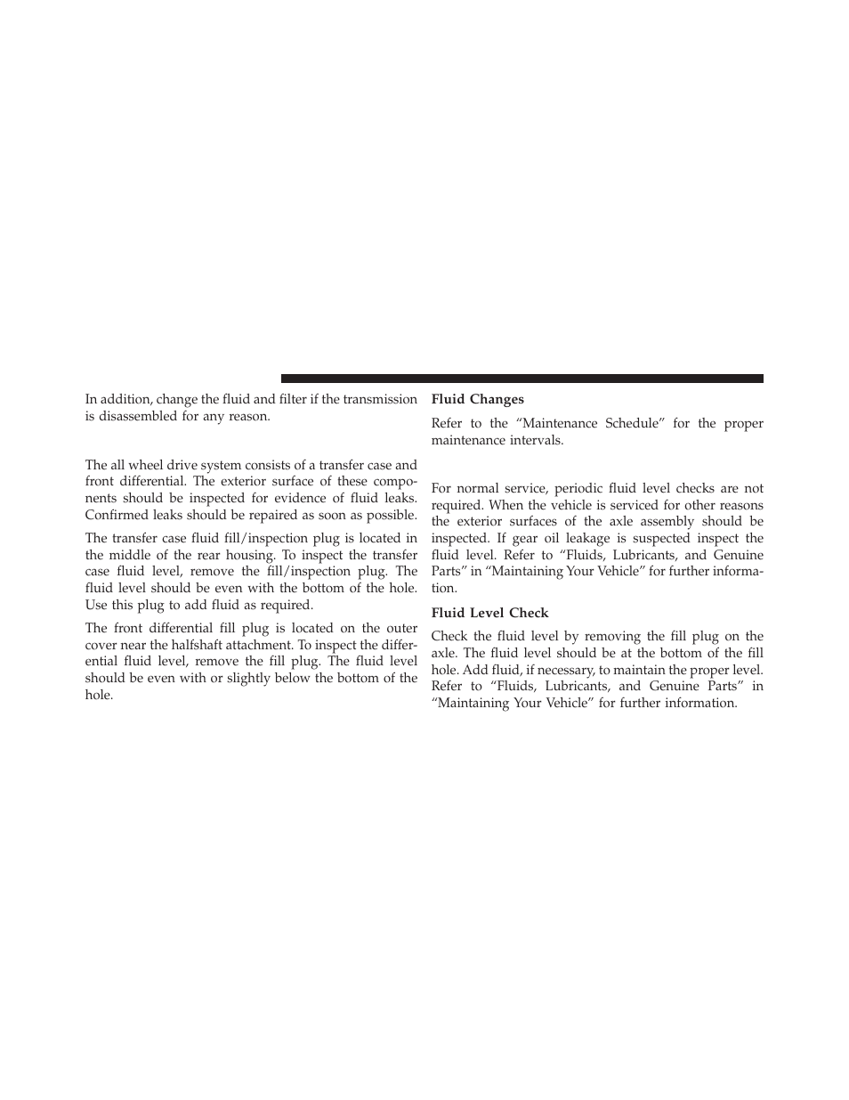 All wheel drive (awd) – if equipped, Fluid changes, Rear axle | Fluid level check | Dodge 2013 Charger User Manual | Page 556 / 622