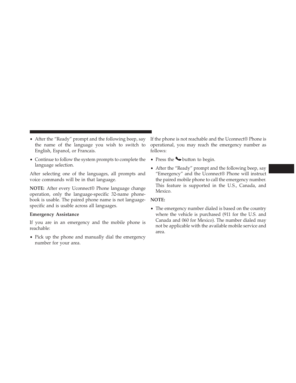 Emergency assistance | Dodge 2013 Challenger SRT8 User Manual | Page 125 / 512