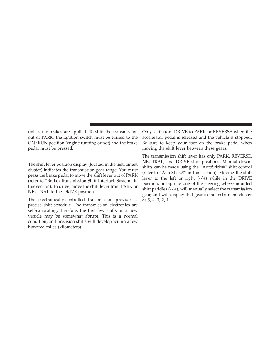 Five-speed automatic transmission | Dodge 2013 Challenger SRT8 User Manual | Page 306 / 512