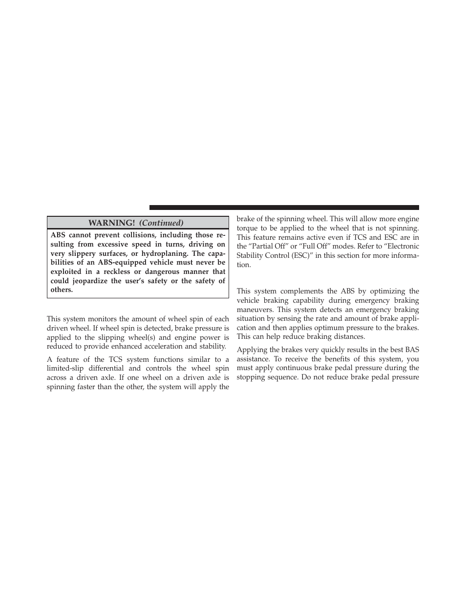 Traction control system (tcs), Brake assist system (bas) | Dodge 2013 Challenger SRT8 User Manual | Page 330 / 512