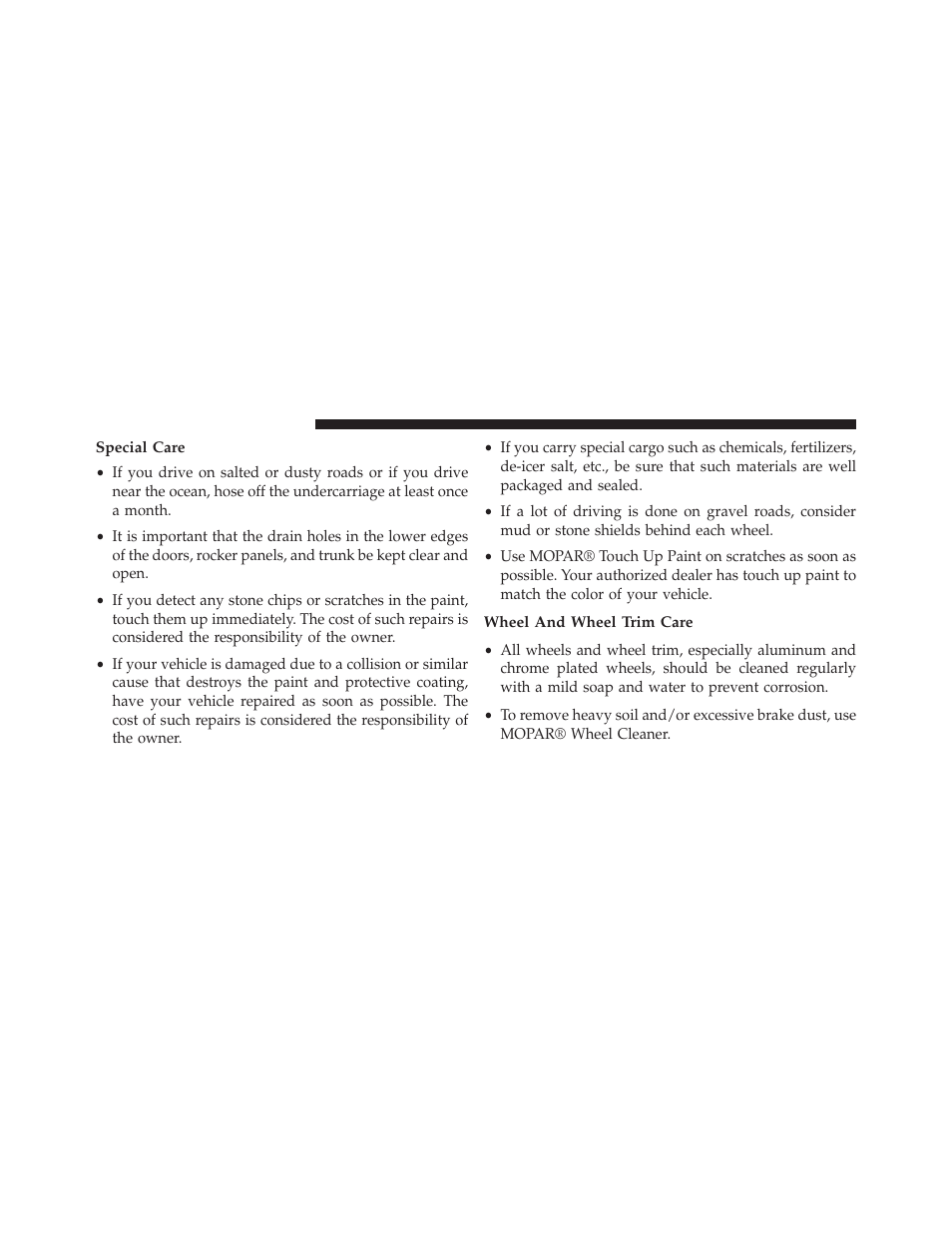 Special care, Wheel and wheel trim care | Dodge 2013 Challenger SRT8 User Manual | Page 436 / 512