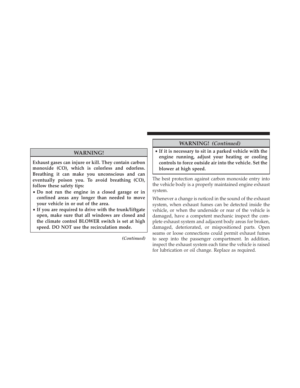 Exhaust gas | Dodge 2013 Challenger User Manual | Page 108 / 537