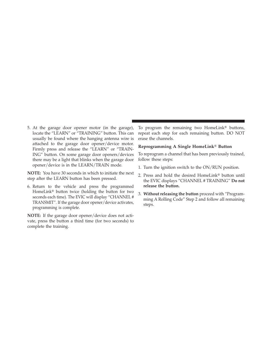 Reprogramming a single homelink? button | Dodge 2013 Challenger User Manual | Page 200 / 537