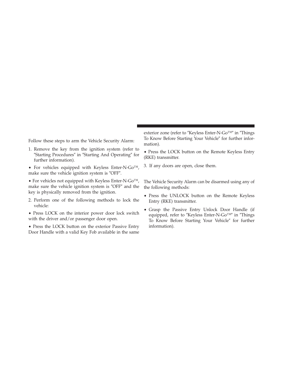 To arm the system, To disarm the system | Dodge 2013 Challenger User Manual | Page 22 / 537