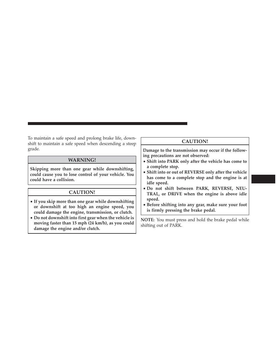 Downshifting, Automatic transmission — if equipped, Automatic transmission — if | Equipped | Dodge 2013 Challenger User Manual | Page 315 / 537