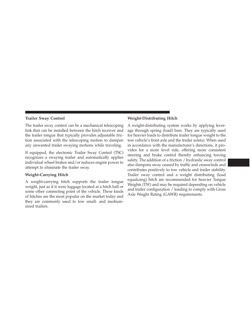 Trailer sway control, Weight-carrying hitch, Weight-distributing hitch | Dodge 2013 Challenger User Manual | Page 391 / 537