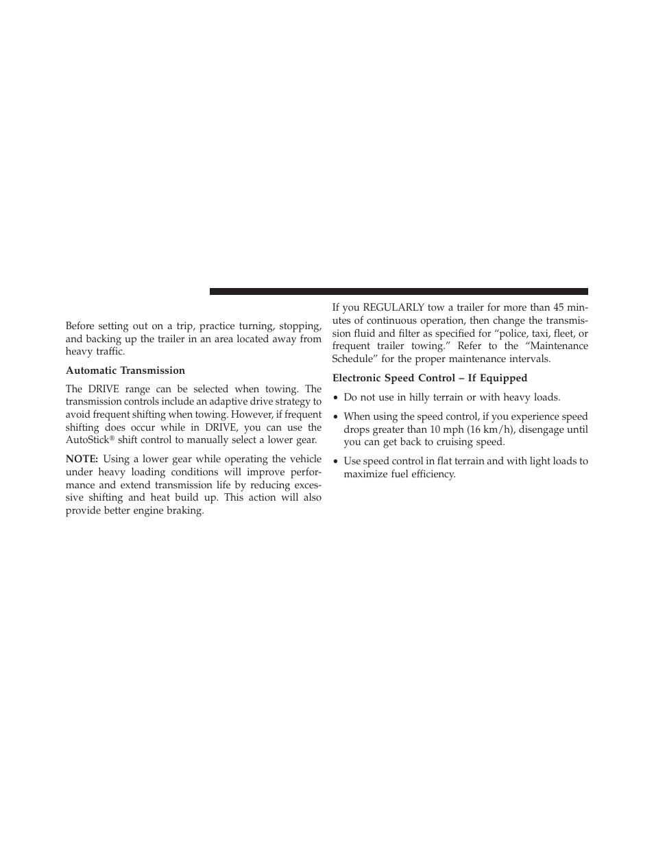Towing tips, Automatic transmission, Electronic speed control – if equipped | Dodge 2013 Challenger User Manual | Page 400 / 537
