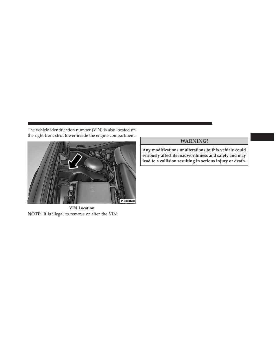 Vehicle modifications/alterations | Dodge 2013 Challenger User Manual | Page 9 / 537