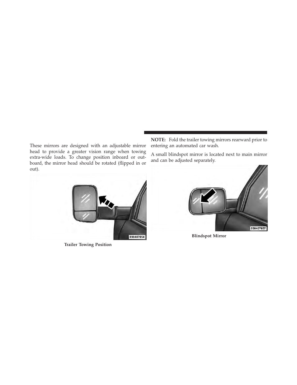 Trailer towing mirrors — if equipped | Dodge 2012 Ram User Manual | Page 106 / 730