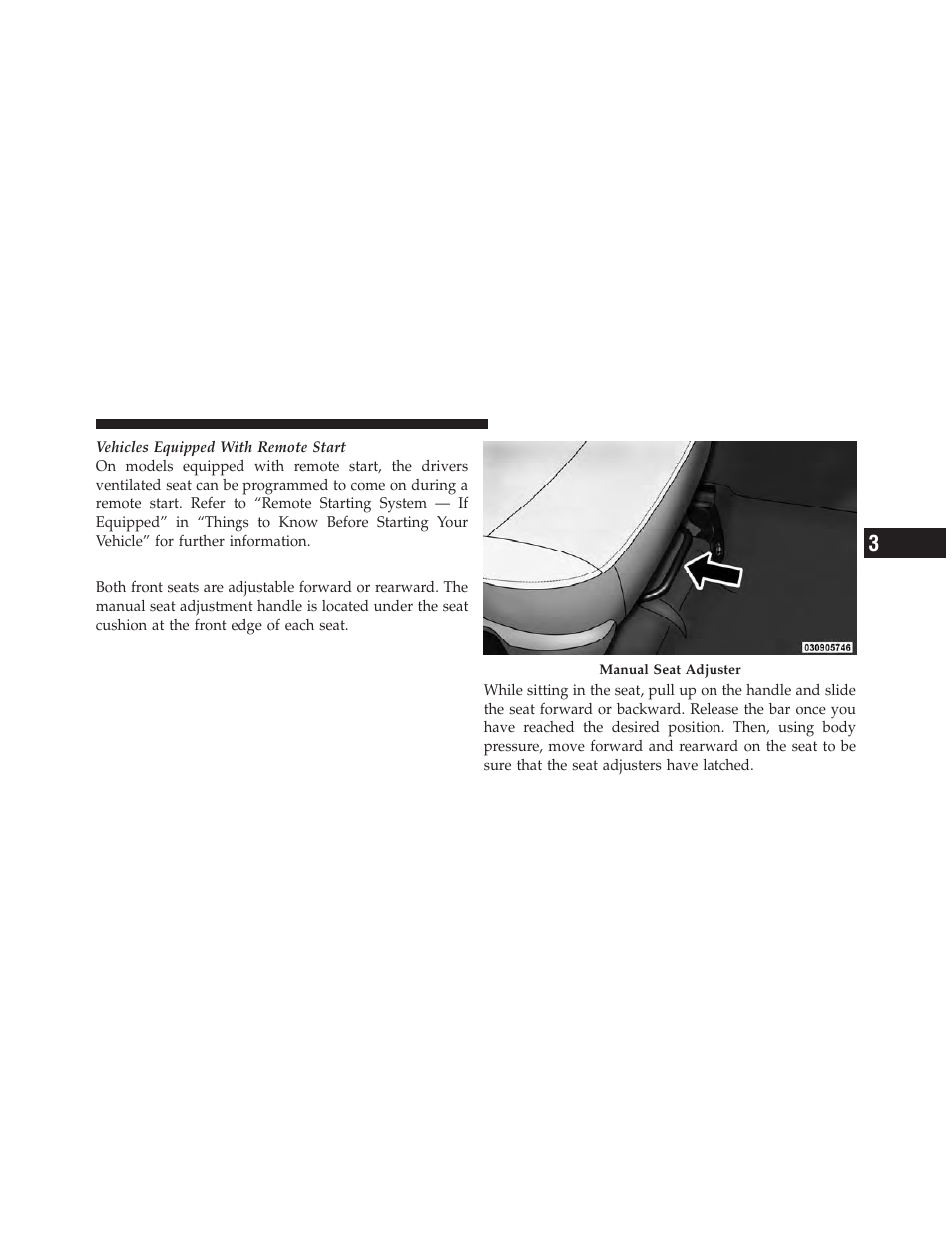 Manual seat adjuster — if equipped | Dodge 2012 Ram User Manual | Page 149 / 730