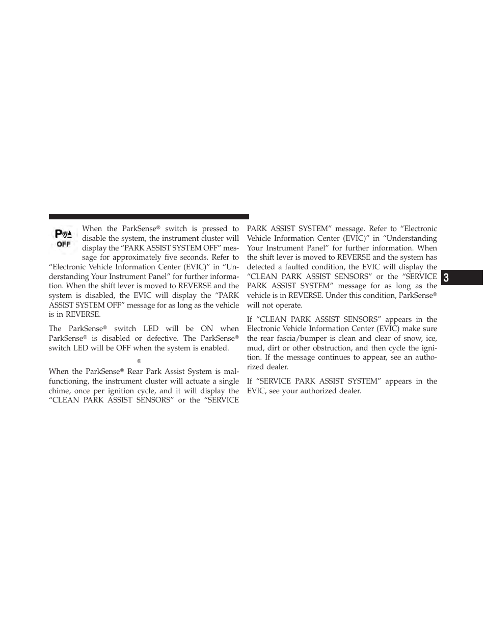 Service the parksenseĥ rear park assist system, Service the parksense௡ rear park assist, System | Dodge 2012 Ram User Manual | Page 185 / 730