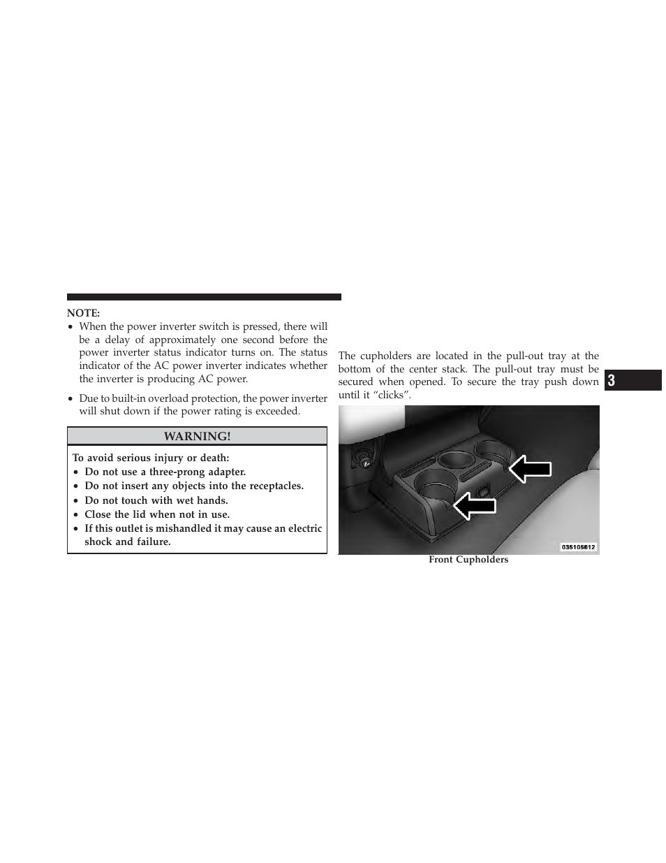 Cupholders, Front instrument panel cupholders, 40–20–40 seats) | Dodge 2012 Ram User Manual | Page 211 / 730