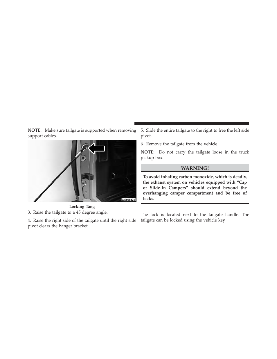 Locking tailgate | Dodge 2012 Ram User Manual | Page 242 / 730