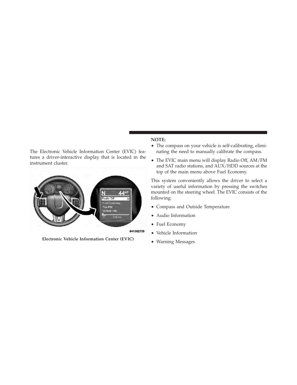 Electronic vehicle information center, Evic) — if equipped | Dodge 2012 Ram User Manual | Page 270 / 730