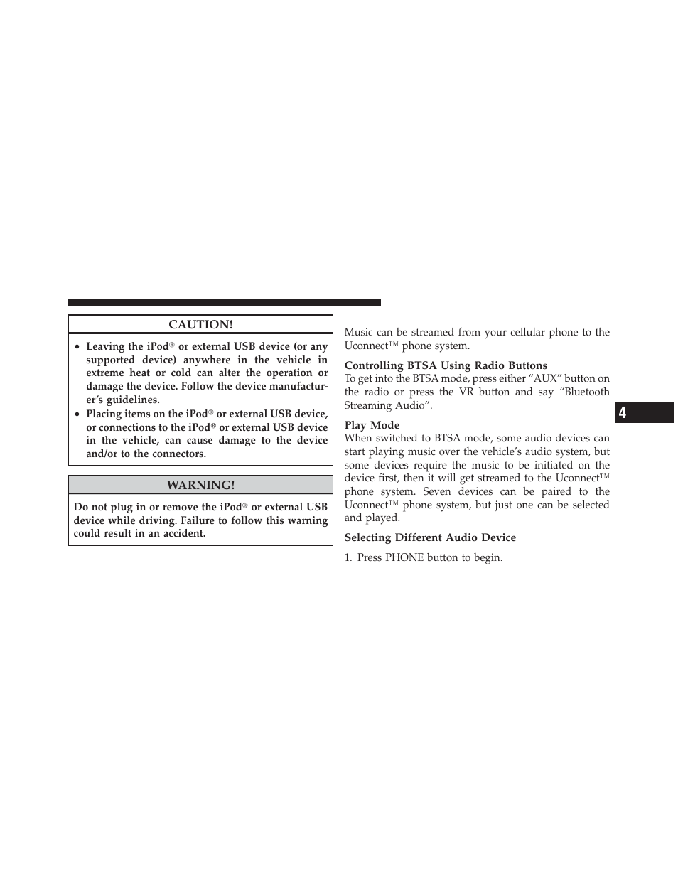 Bluetooth streaming audio (btsa) | Dodge 2012 Ram User Manual | Page 321 / 730