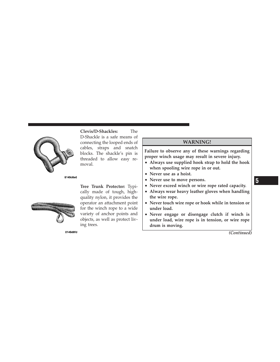 Operating your winch | Dodge 2012 Ram User Manual | Page 463 / 730