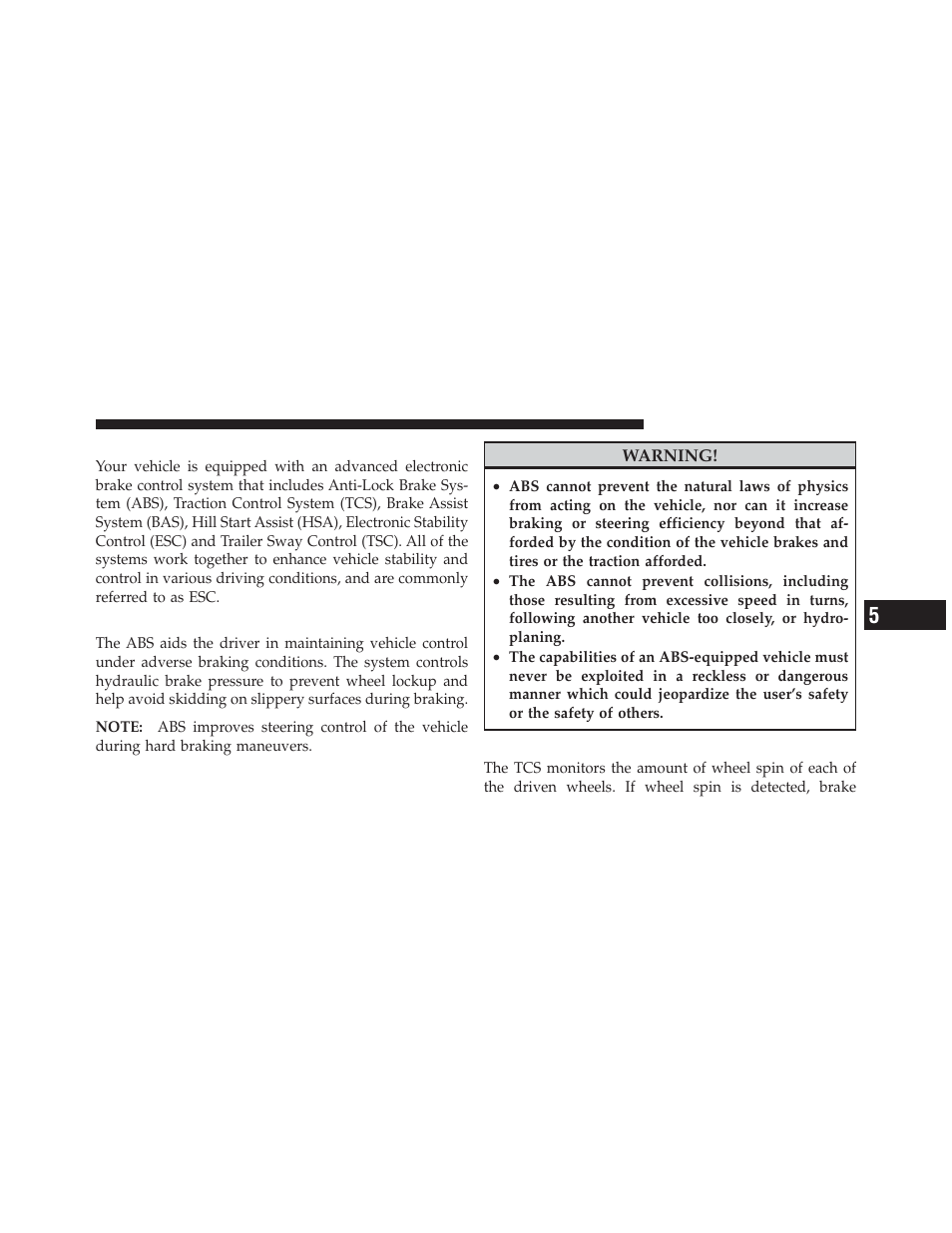 Electronic brake control system, Anti-lock brake system (abs), Traction control system (tcs) – if equipped | Traction control system (tcs), If equipped | Dodge 2012 Ram User Manual | Page 483 / 730