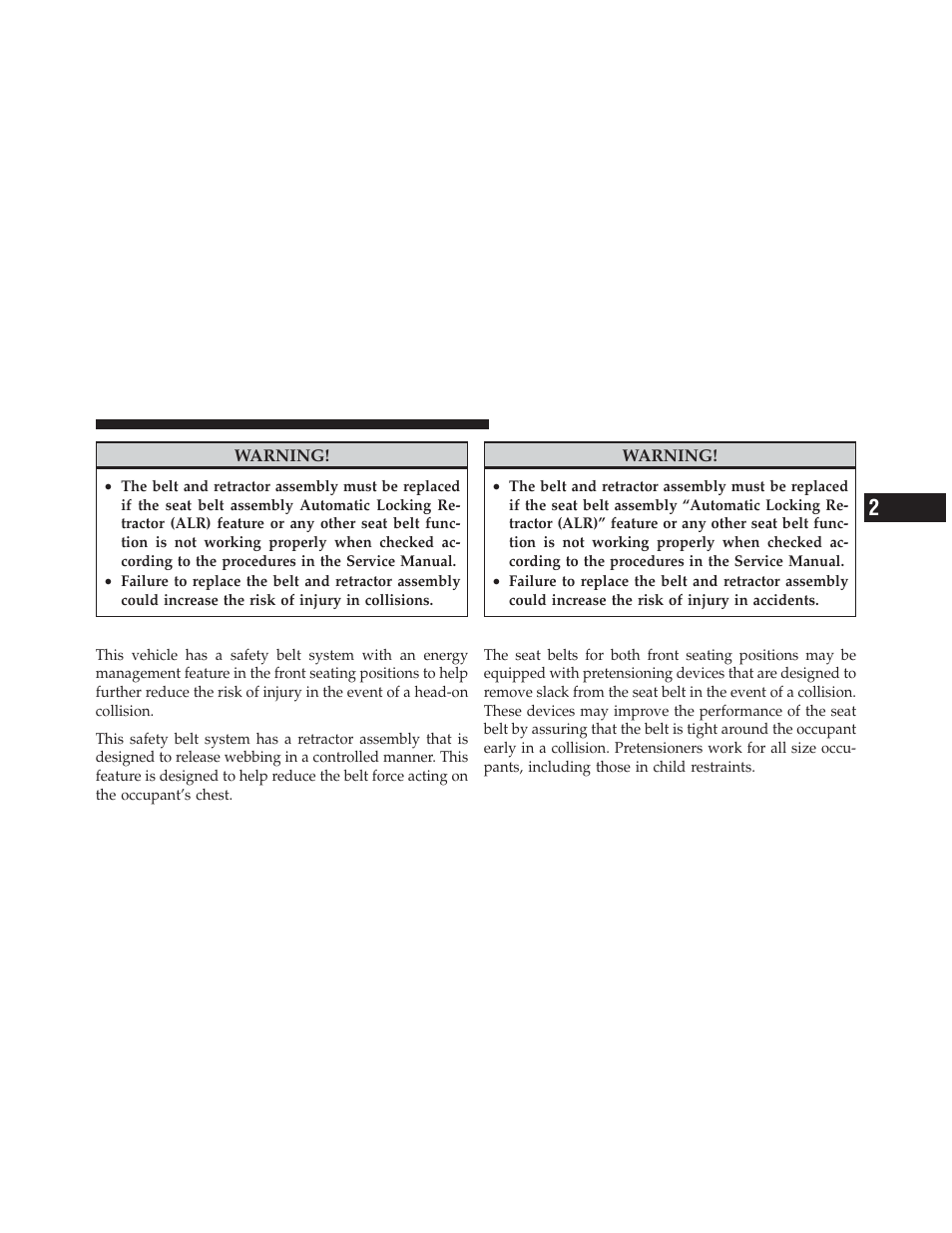 Energy management feature, Seat belt pretensioners — if equipped | Dodge 2012 Ram User Manual | Page 55 / 730