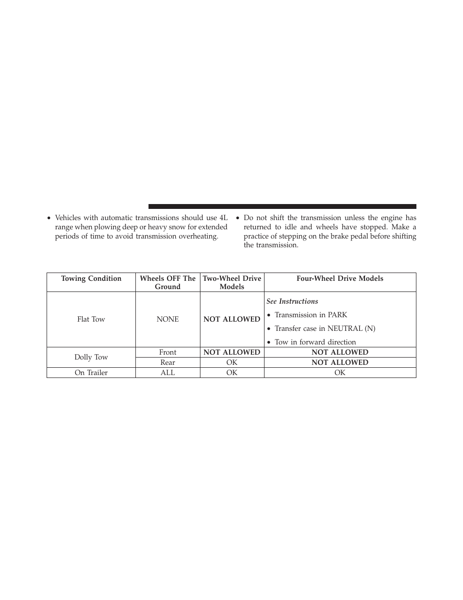 Recreational towing (behind motorhome, etc.), Towing this vehicle behind another vehicle, Recreational towing | Behind motorhome, etc.), Towing this vehicle, Behind another vehicle | Dodge 2012 Ram User Manual | Page 572 / 730