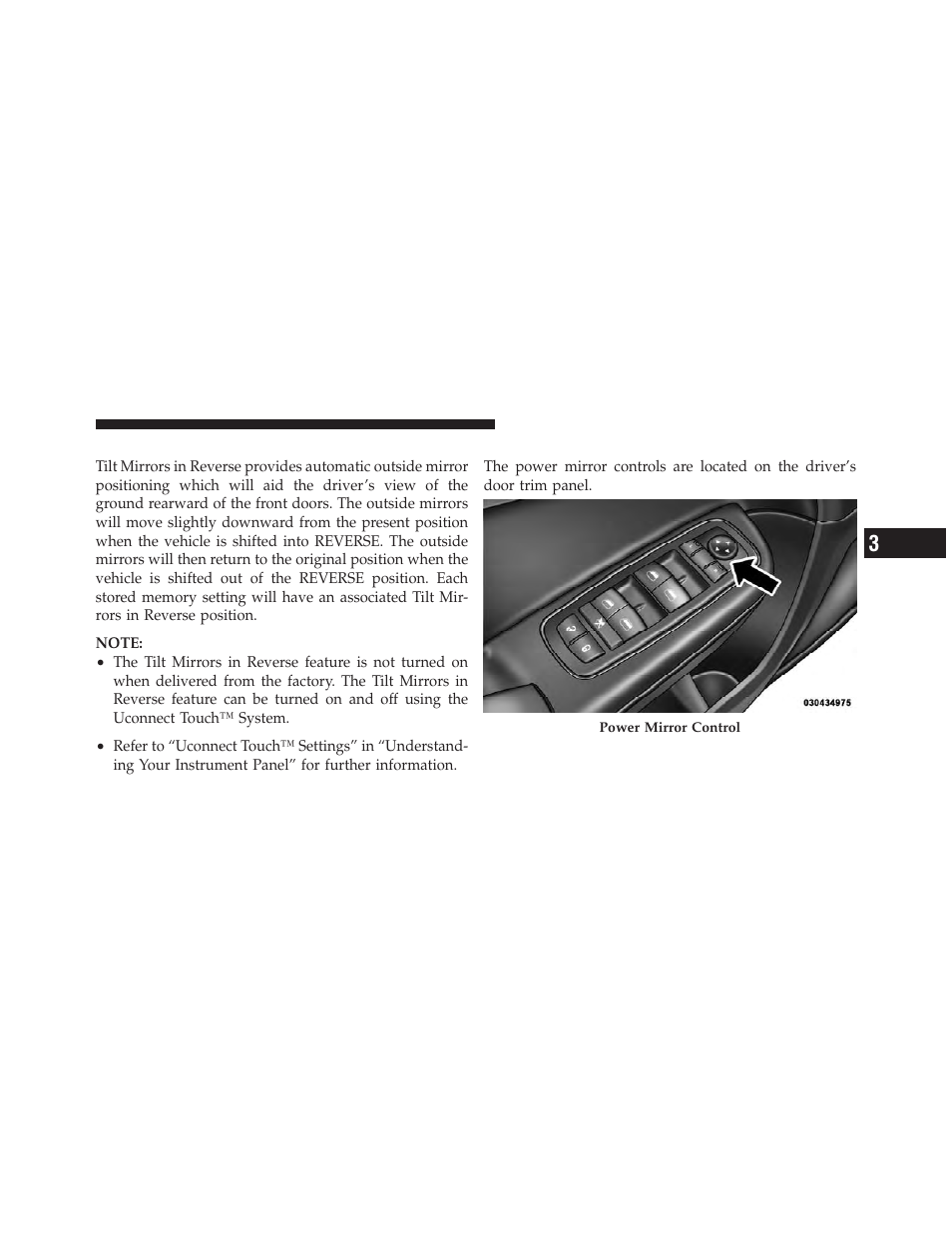 Tilt mirrors in reverse — if equipped, Power mirrors | Dodge 2012 Charger SRT8 User Manual | Page 101 / 573