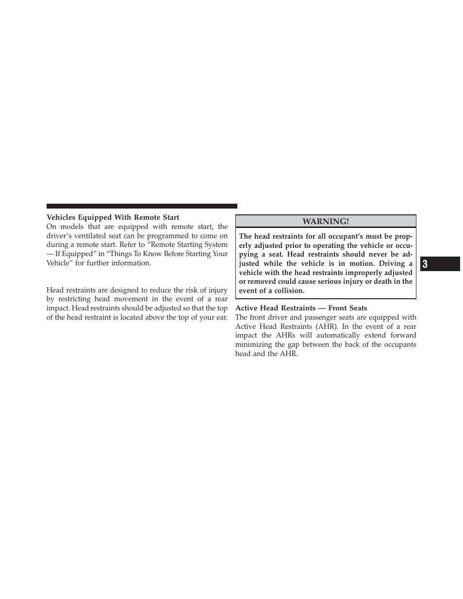 Head restraints | Dodge 2012 Charger SRT8 User Manual | Page 191 / 573