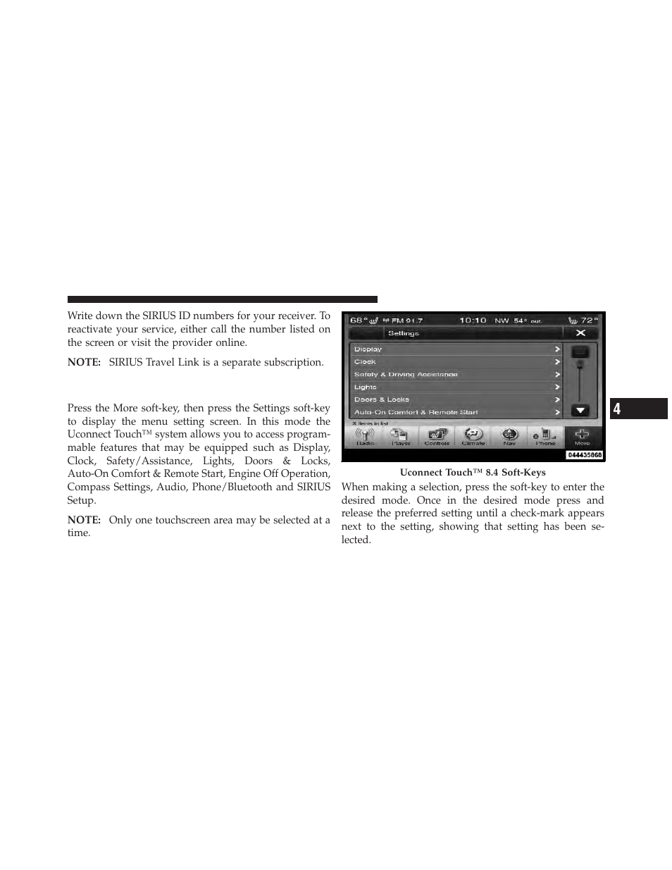 Customer programmable features, Uconnect touch™ system 8.4 settings | Dodge 2012 Charger SRT8 User Manual | Page 329 / 573