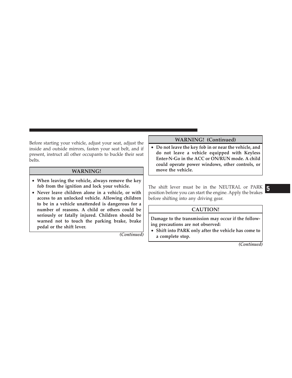 Starting procedures, Automatic transmission | Dodge 2012 Charger SRT8 User Manual | Page 369 / 573