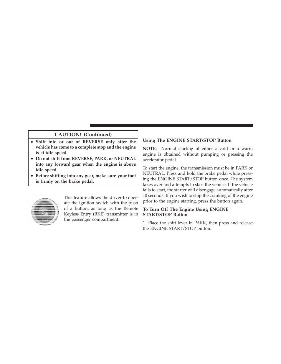 Keyless enter-n-go, Normal starting | Dodge 2012 Charger SRT8 User Manual | Page 370 / 573