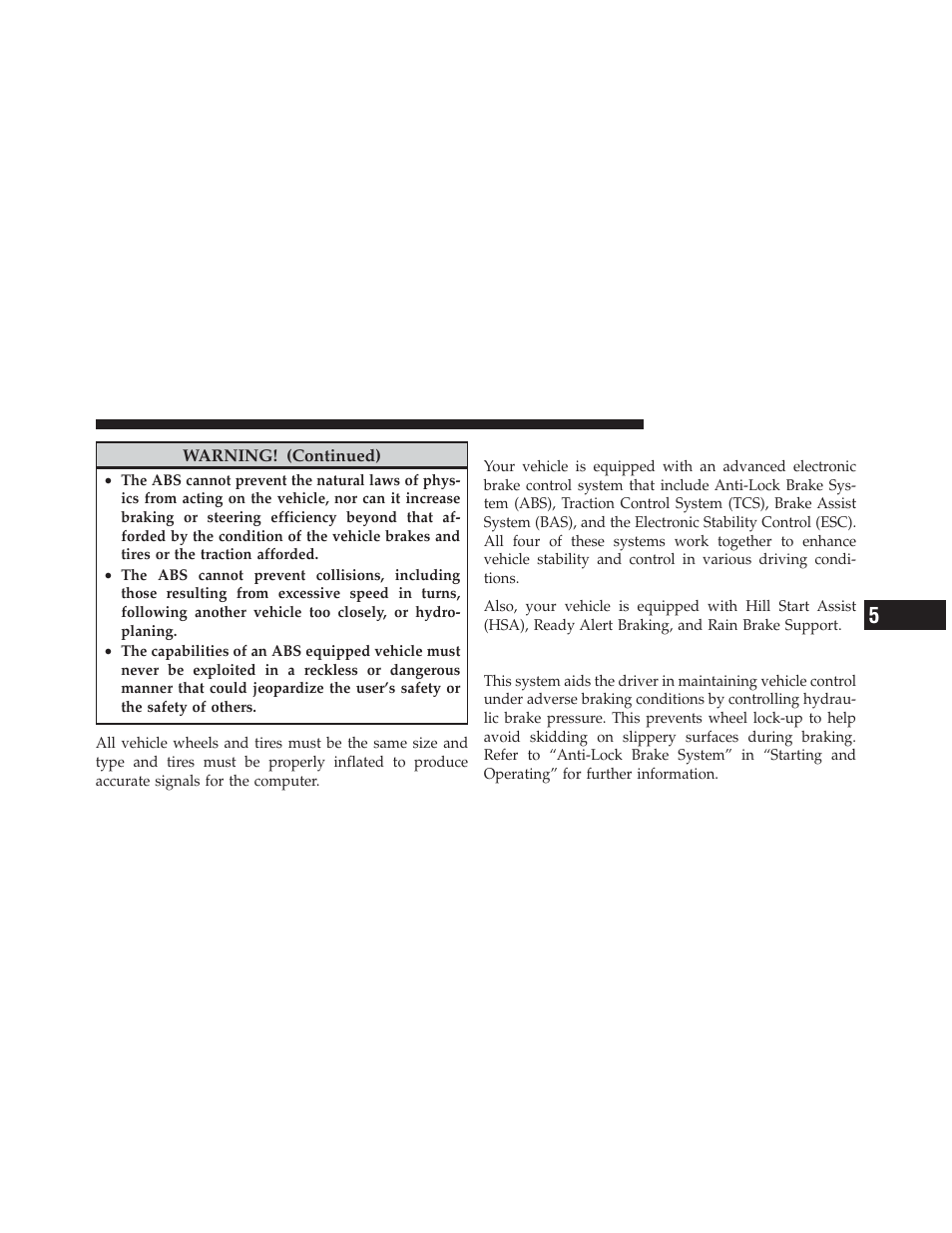 Electronic brake control system, Anti-lock brake system (abs) | Dodge 2012 Charger SRT8 User Manual | Page 395 / 573